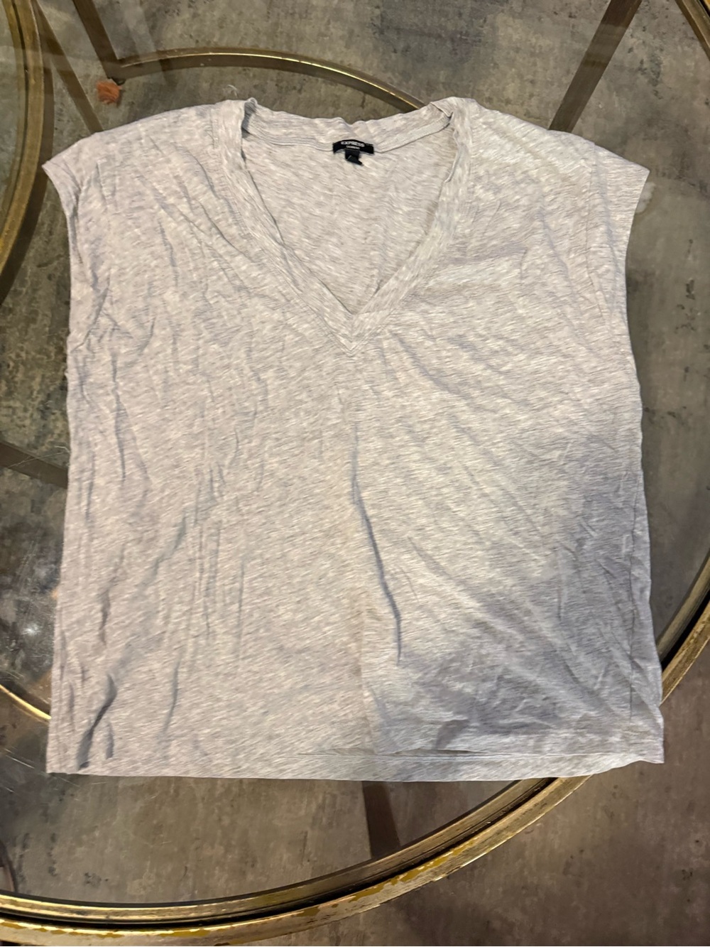 Express Light Gray V-Neck Short Sleeve Tee